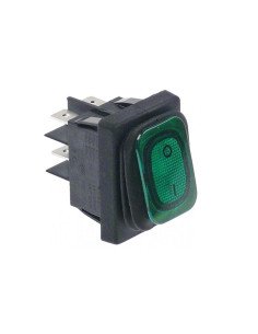 Interruptor basculante 30x22mm verde 2NO 230V 16A prot....
