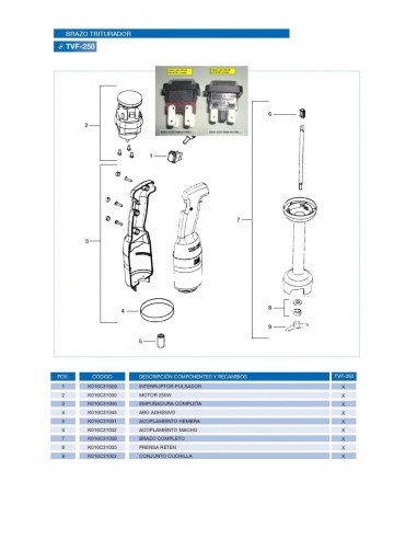 Pulsador Brazo triturador Edenox TVF-250...