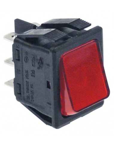 Interruptor basculante 30x22mm rojo 2CO 250V 16A 301015