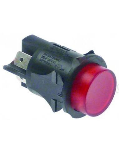 Interruptor pulsante montaje ø 25mm rojo 2NO 250V 16A iluminado