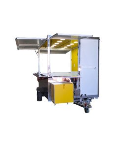 Remolque sin maquinaria de color amarillo