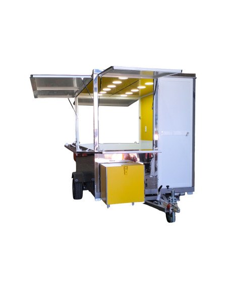 Remolque sin maquinaria de color amarillo